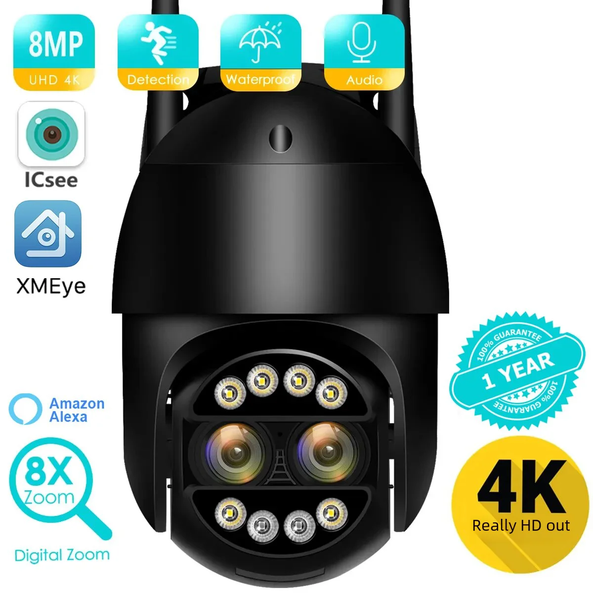 BESDER Dual-Lens PTZ IP Camera with Human Detection