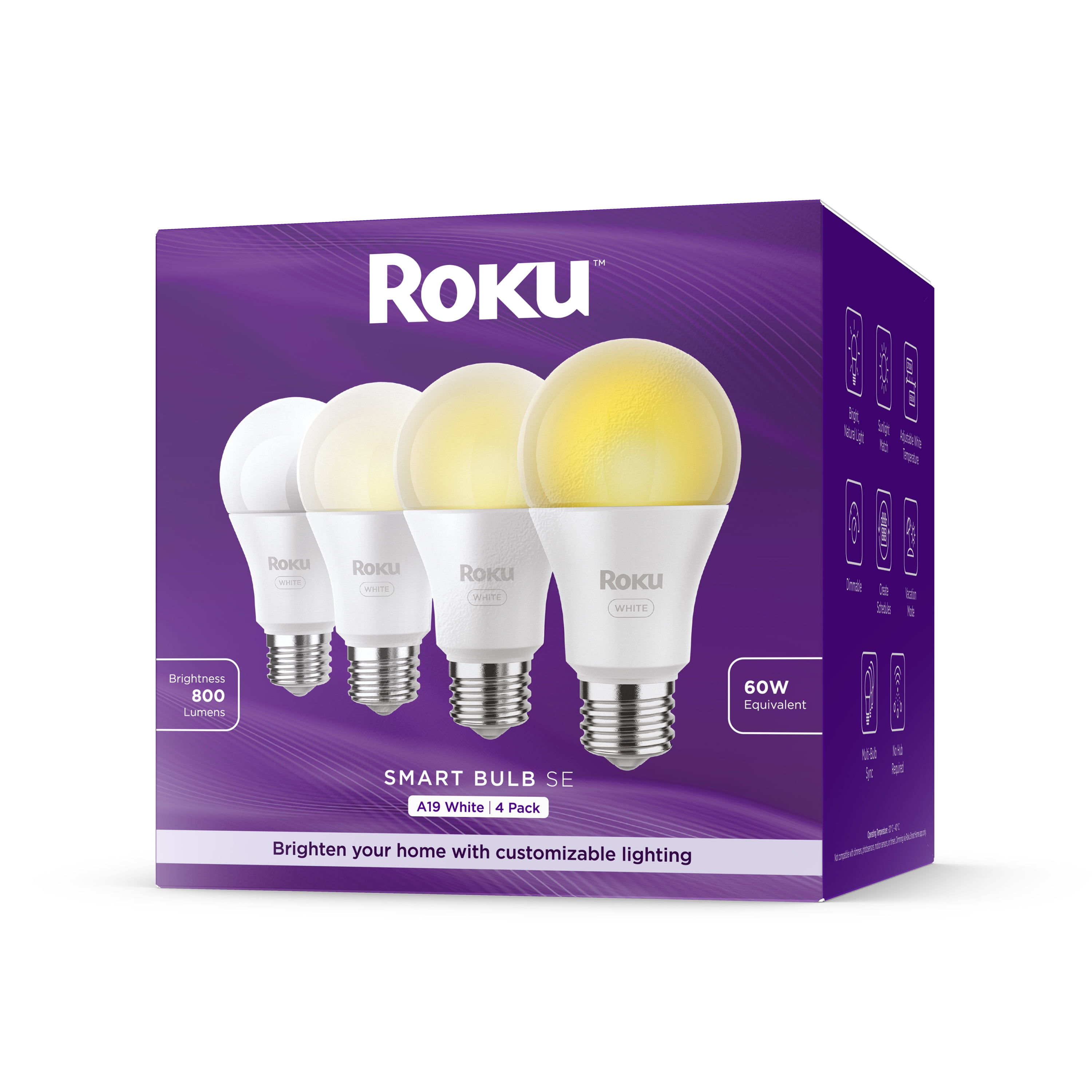 Roku White Smart Bulb 4-Pack with Dimming