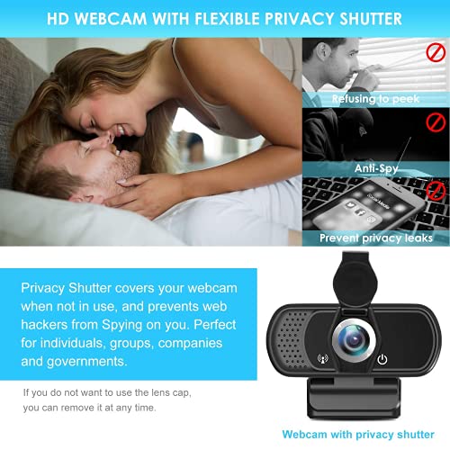 XPCAM Full HD 1080P Webcam with Privacy Shutter