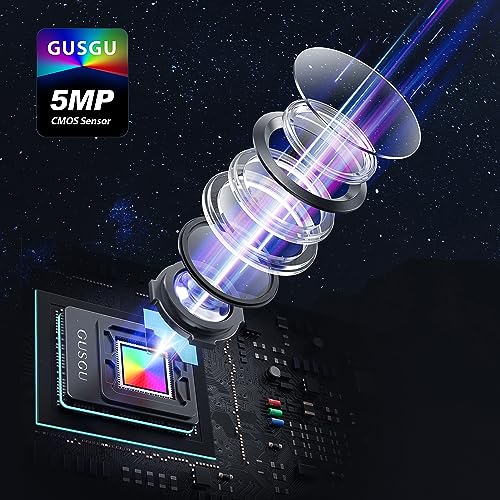 GUSGU Quad HD Webcam with Microphone, Privacy Cover & Ring Light