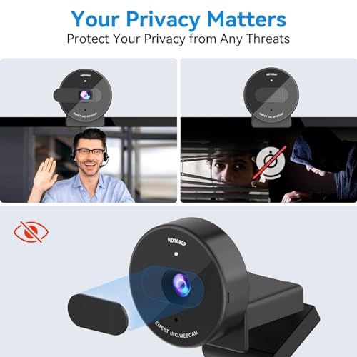 EMEET 1080P Webcam with Mic & Privacy Cover