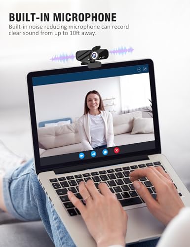 1080P HD Webcam with Microphone and Rotatable Tripod