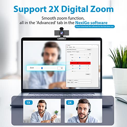 NexiGo N60 1080P Webcam with Microphone & Zoom