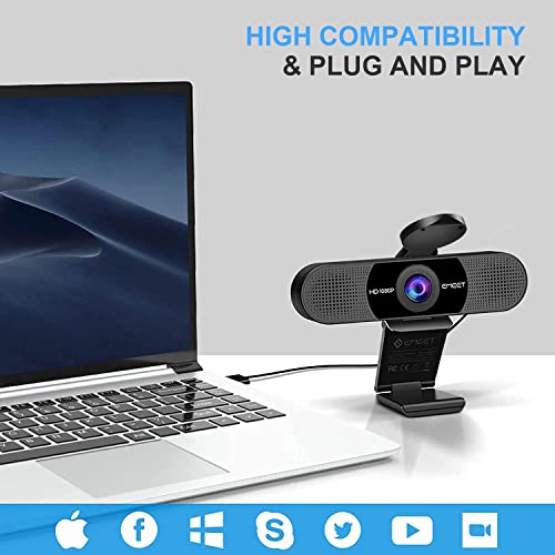 EMEET 1080P Webcam with Dual Mic and 90°FOV