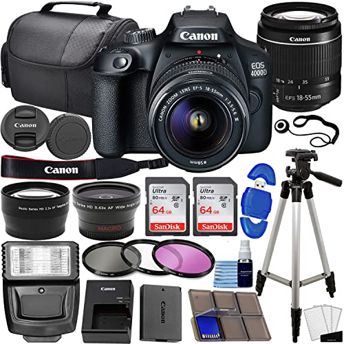 Canon EOS 4000D DSLR Camera Bundle with Accessories Black