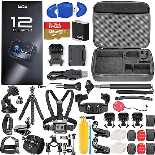 GoPro HERO12 Black 5.3K Camera Bundle with 128GB