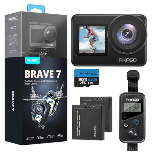 AKASO Brave 7 Action Camera 4K30, 20MP Bundle