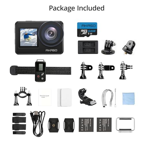 AKASO Brave 7 Action Camera 4K30, 20MP Bundle