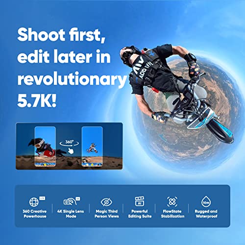 Insta360 X3 Waterproof 360 Action Camera Set with AI Editing