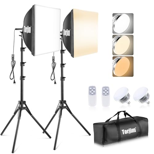 Torjim Professional Softbox Lighting Kit with LED Bulbs