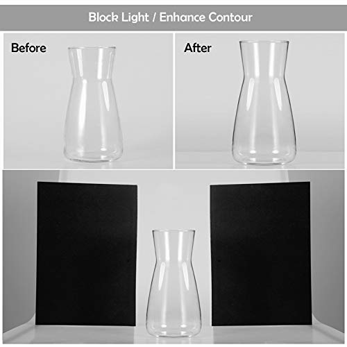 Meking 3 in 1 Photography Reflector Cardboard, 17 x 12 inches Folding Light Diffuser Board for Still Life, Product and Food Photo Shooting - Black, Silver and White, 2 Packs