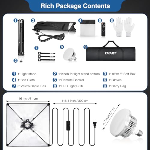 Professional Softbox Lighting Kit with LED Bulbs & Tripod