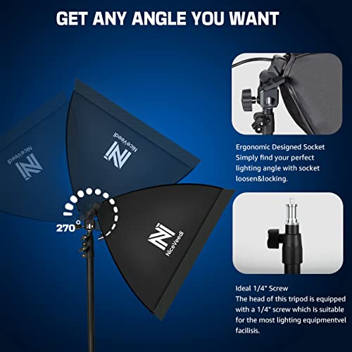 NiceVeedi Softbox Lighting Kit with Tripod Stand & LED Bulb