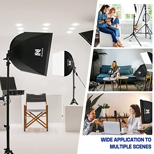 NiceVeedi Softbox Lighting Kit with Tripod Stand & LED Bulb