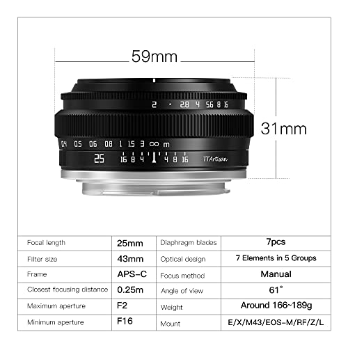 TTArtisan 25mm F2 Wide-Angle Lens for Fuji X-Mount