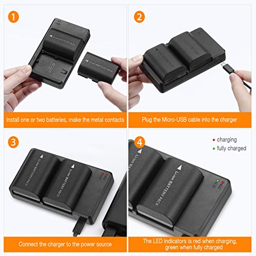 LP-E6NH Batteries Pack and Dual Charger for Canon Cameras