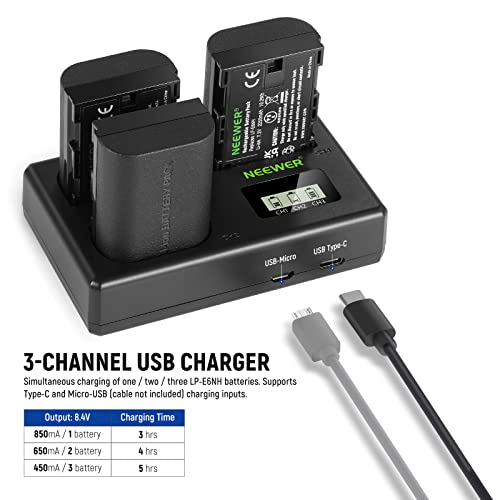 Canon LP-E6NH Battery & USB Charger Set, 3-Pack