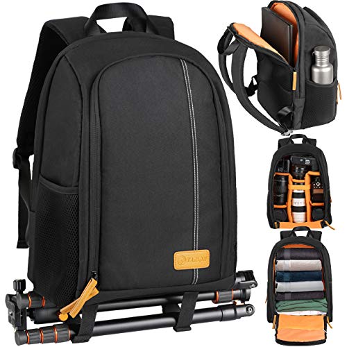 TARION Waterproof Camera Backpack with Laptop Compartment Black