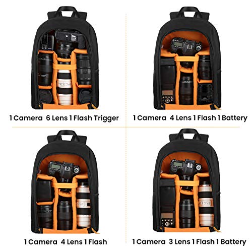 TARION Waterproof Camera Backpack with Laptop Compartment Black