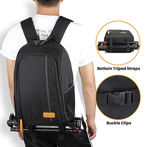 TARION Waterproof Camera Backpack with Laptop Compartment Black