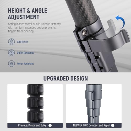 NEEWER 62" Carbon Fiber Travel Tripod with 360° Panorama Head