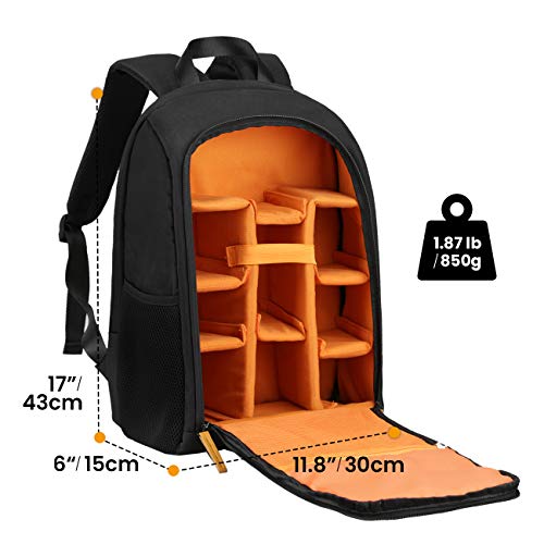 TARION Waterproof Camera Backpack with Laptop Compartment Black