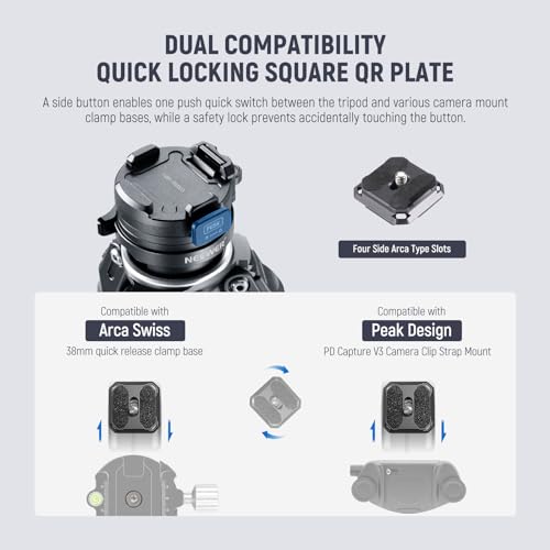 NEEWER 62" Carbon Fiber Travel Tripod with 360° Panorama Head