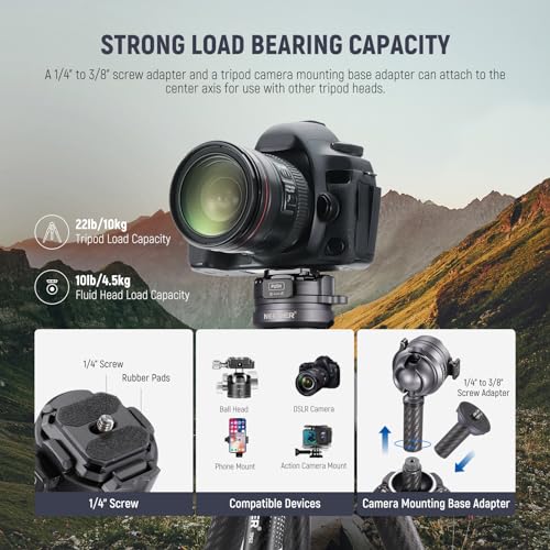 NEEWER 62" Carbon Fiber Travel Tripod with 360° Panorama Head