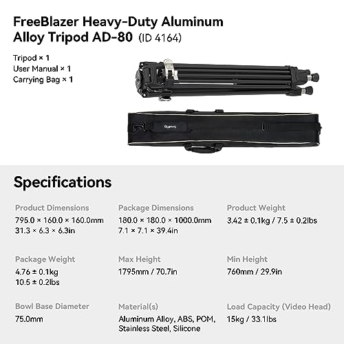 SmallRig AD-80 Heavy-Duty Tripod - 71" Video Tripod