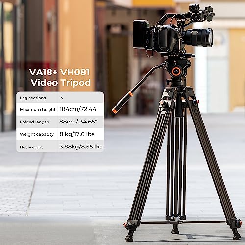 K&F Concept 72" Pro Video Tripod with Fluid Head
