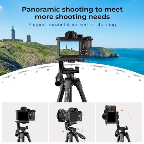 K&F CONCEPT 60'' Camera Tripod with Remote & Cellphone Holder