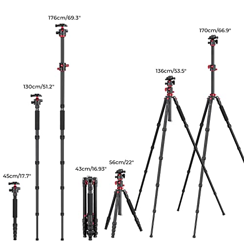 67" Camera Tripod Horizontal Aluminum Portable Monopod 12KG Load