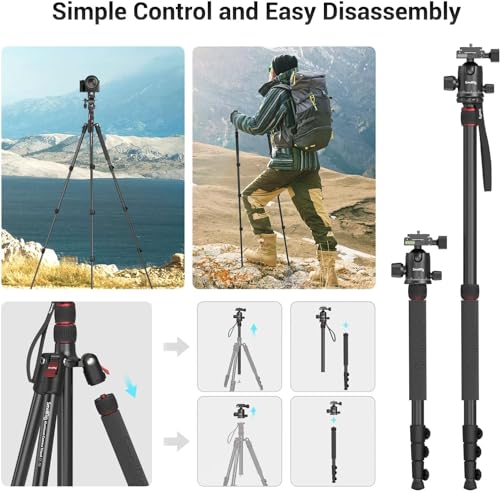 SmallRig 71" Aluminum Camera Tripod with Monopod Feature