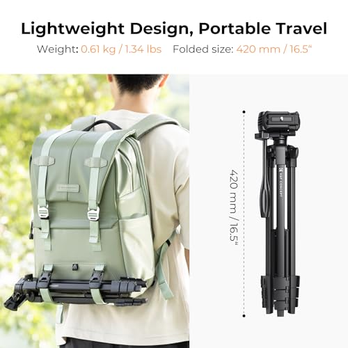 K&F CONCEPT 60'' Camera Tripod with Remote & Cellphone Holder