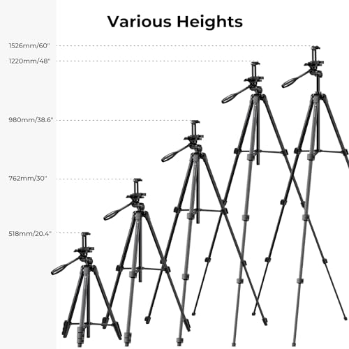 K&F CONCEPT 60'' Camera Tripod with Remote & Cellphone Holder