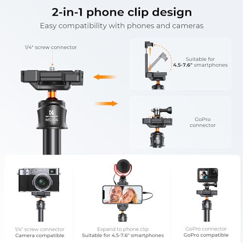 K&F Concept 62'' 2-in-1 Selfie Stick Tripod