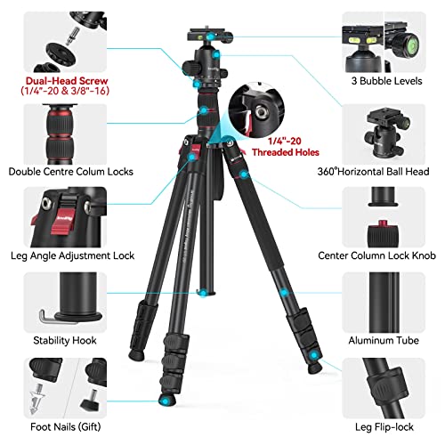 SmallRig 78" Camera Tripod with 360° Ball Head