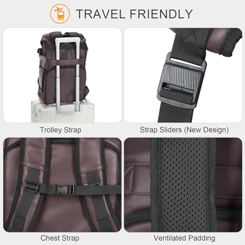 TARION Large Leather Camera Backpack - Waterproof DSLR