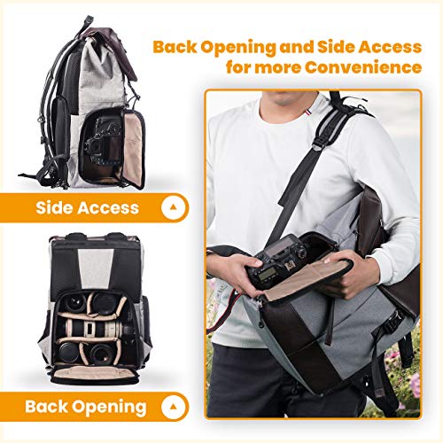 Waterproof TARION Camera Backpack with Laptop Compartment & Rain Cover