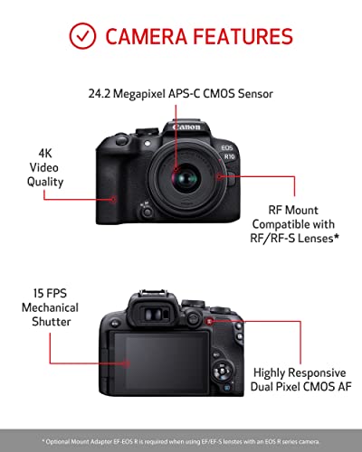 Canon EOS R10 Mirrorless Vlogging Camera Bundle