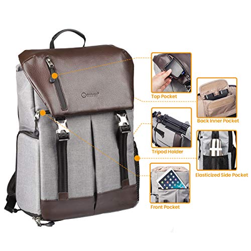 Waterproof TARION Camera Backpack with Laptop Compartment & Rain Cover