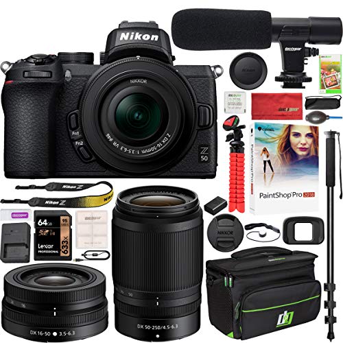 Nikon Z50 Mirrorless Camera Body 2 Lens Kit Bundle
