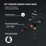 RAUBAY Professional Video Camera Tripod with Fluid Head