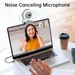 GUSGU Quad HD Webcam with Microphone, Privacy Cover & Ring Light