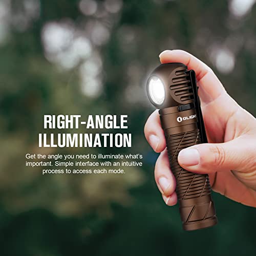 OLIGHT Perun 2 LED Headlamp 2500 Lumens Rechargeable, Right Angle Waterproof Flashlight, IPX8 Head Light Perfect for Night Camping, Hiking, Hunting, Outdoors, and Hard Hat Work (Desert Tan)