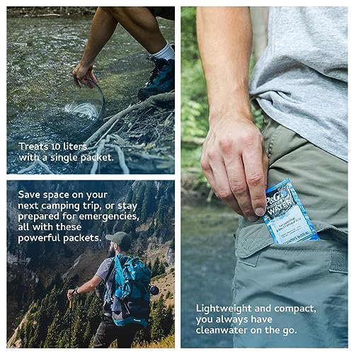 Portable Water Purifier Packets for Camping, Hiking (12 Pack)