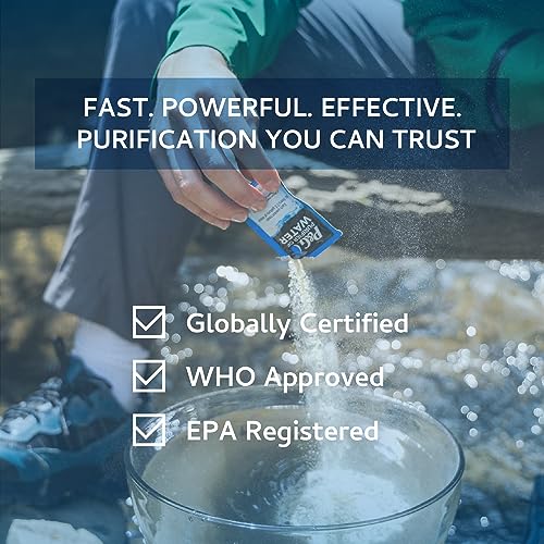 Portable Water Purifier Packets for Camping, Hiking (12 Pack)