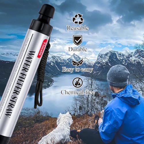 2 Pack Timain Water Filter Straw for Camping
