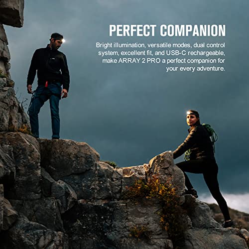 OLIGHT Array 2 Pro 1500 Lumens Headlamp with Red Light Option, Powered by USB-C Rechargeable LED Headlight with Motion Sensor for Outdoors, Camping, Running, Working (Black)