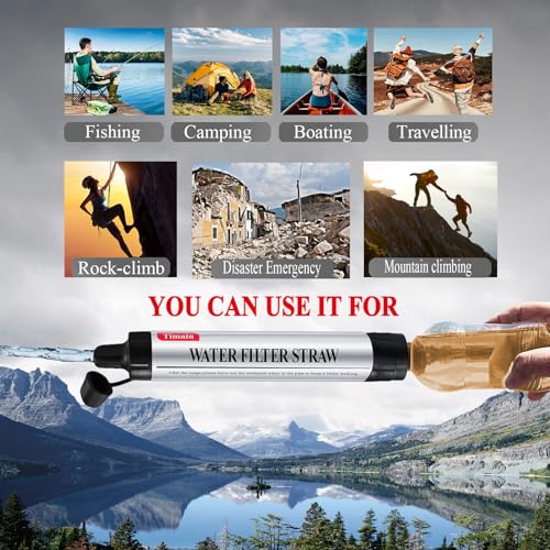 2 Pack Timain Water Filter Straw for Camping